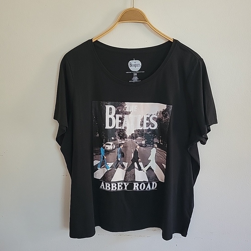 The Beatles Abbey Road T-Shirt 2X Black Graphic Band Casual Grunge‎ Minimalist